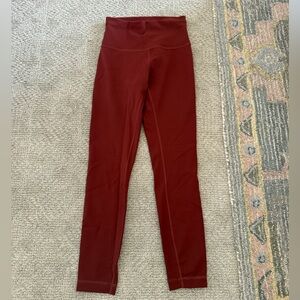 Lululemon Wunder Train Burgundy Leggings 25”